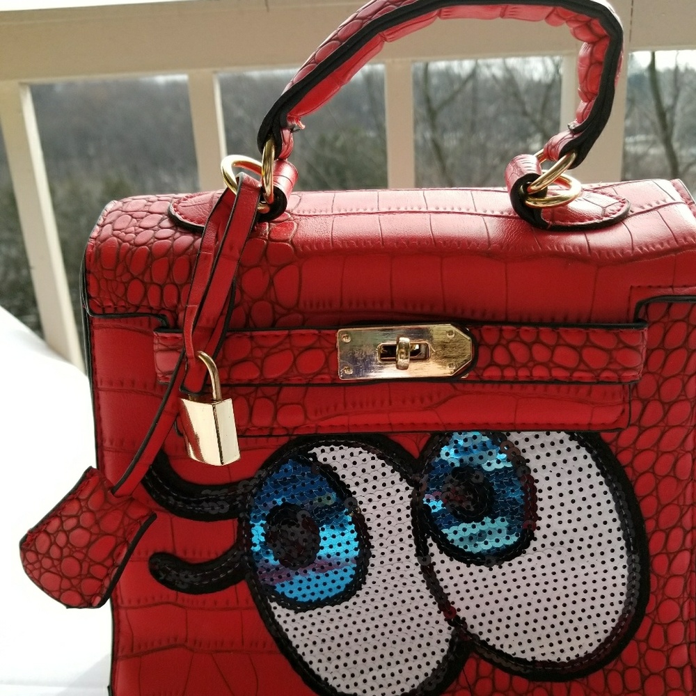 Sequin Red Mini Bag with Strap Cute and Flirty Eyes